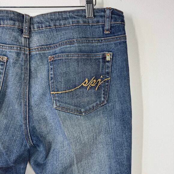 Southpole Women Jeans Size 13 Bootcut Blue Rhinestone Bling Embroidered Logo Y2K - Picture 6 of 8